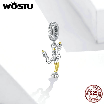 WOSTU Hot Sale 925 Sterling Silver Colock Pendant Magic Can Dangle Charm fit Original Bracelet & Necklace Fine Jewelry Gift
