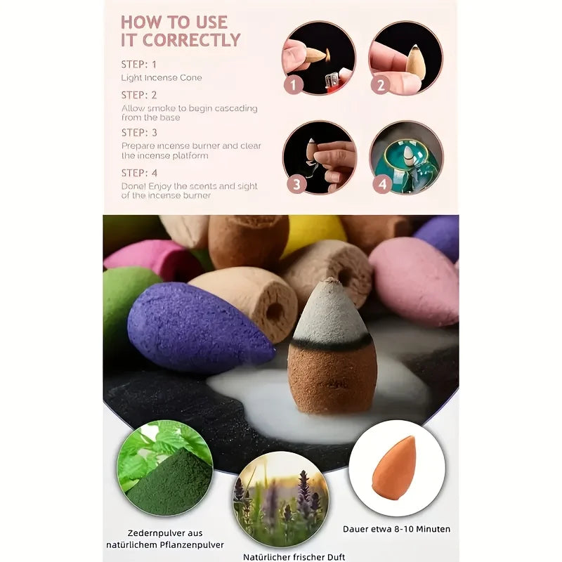 9Pack Colorful Aromatherapy Incense Sticks for Home Indoor Long Lasting Fragrance Smoke Falls for Viewing Relaxation