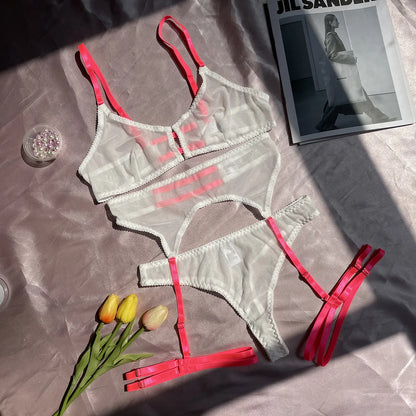 Lace Open Bra Set Women's Intimates Transparent Bralette Set