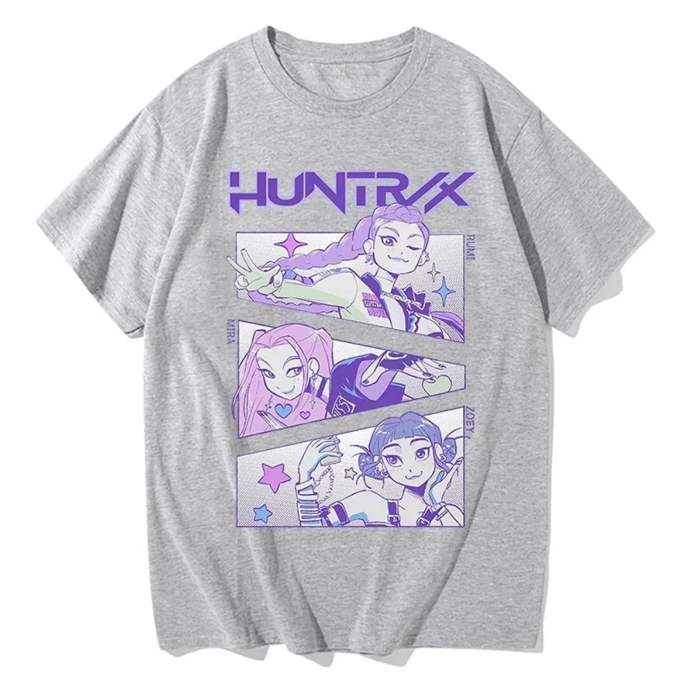 Unisex Kpop Demon Hunter Huntrix Summer Short Sleeve T-Shirt Streetwear Graphic Print