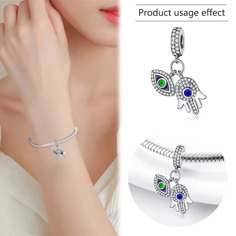 New 925 Silver Eye Palm Skull Wings Sun Pendants Charms Beads Fit Original Bracelet Accessories DIY Jewelry For Women