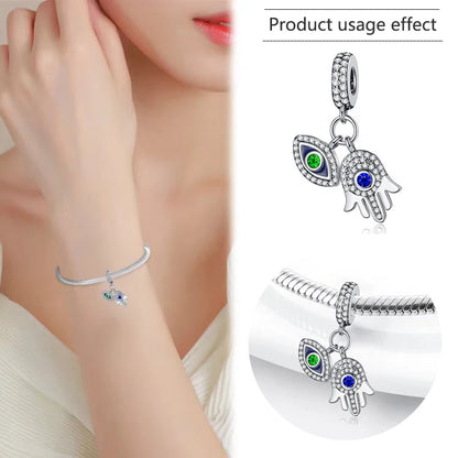New 925 Silver Eye Palm Skull Wings Sun Pendants Charms Beads Fit Original Bracelet Accessories DIY Jewelry For Women