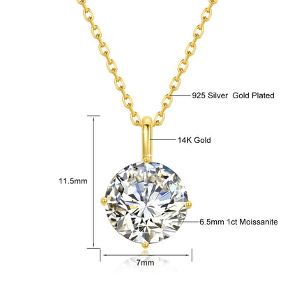 Oval Cut Moissanite Diamond Pendant 14K Gold for Women 2CT 3CT D VVS1 100% Au585 Necklaces for Anniversary Gifts Classic Jewelry