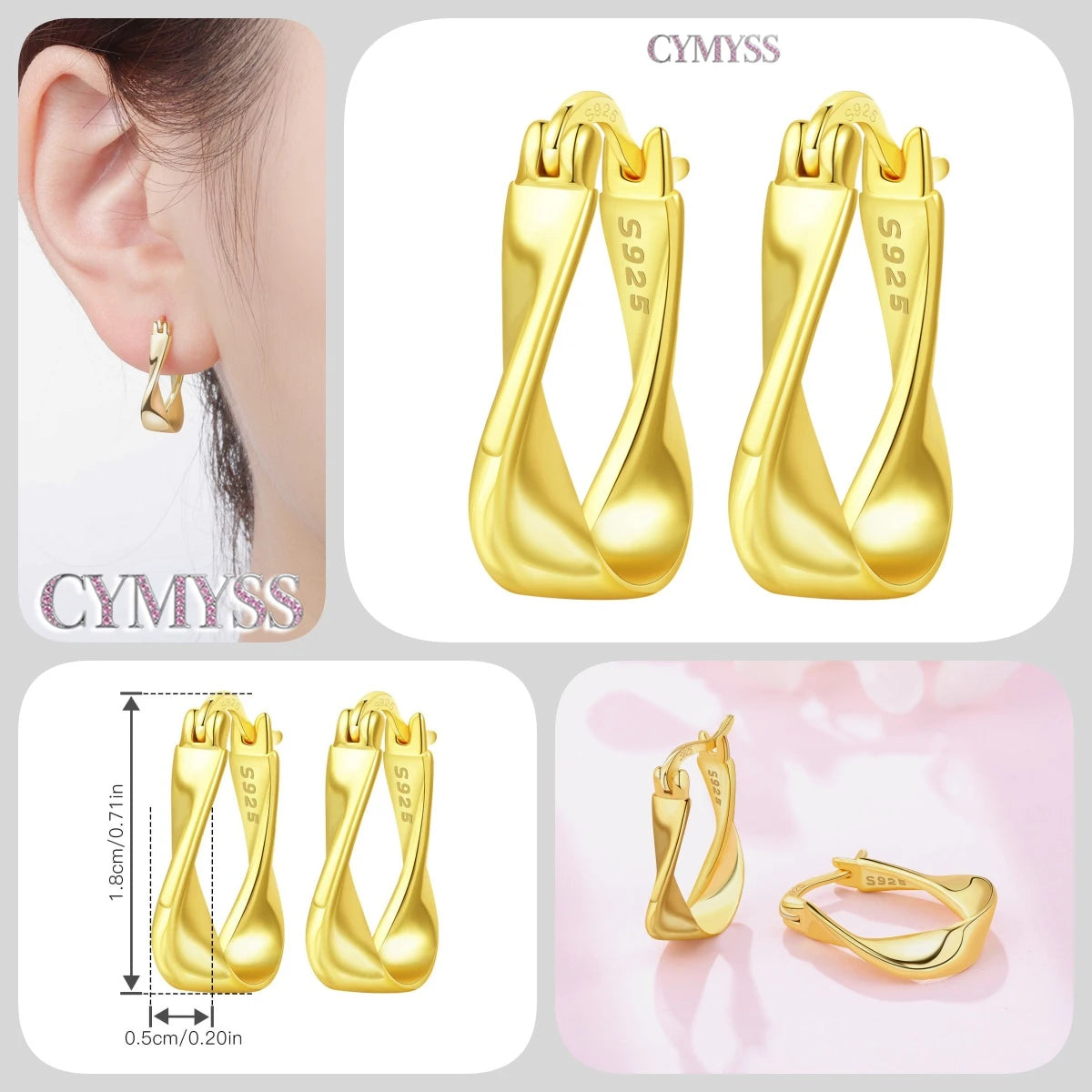 CYMYSS 2025 New 925 Sterling Silver Classic Hollow-out Versatile Hoop Earrings for Women Fine Jewelry Ideal Birthday Party Gifts