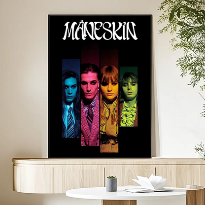 M-Maneskin D-Damiano David Band Poster HD Art Sticky Wall Waterproof Home Living Room Bedroom Bar Aesthetic Decoration
