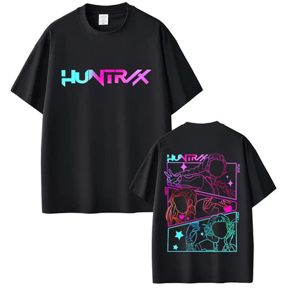 Movie KPop Demon Hunters Rumi Mira Zoey Saja Boys Derpy Tiger Double Sided Print T-shirt