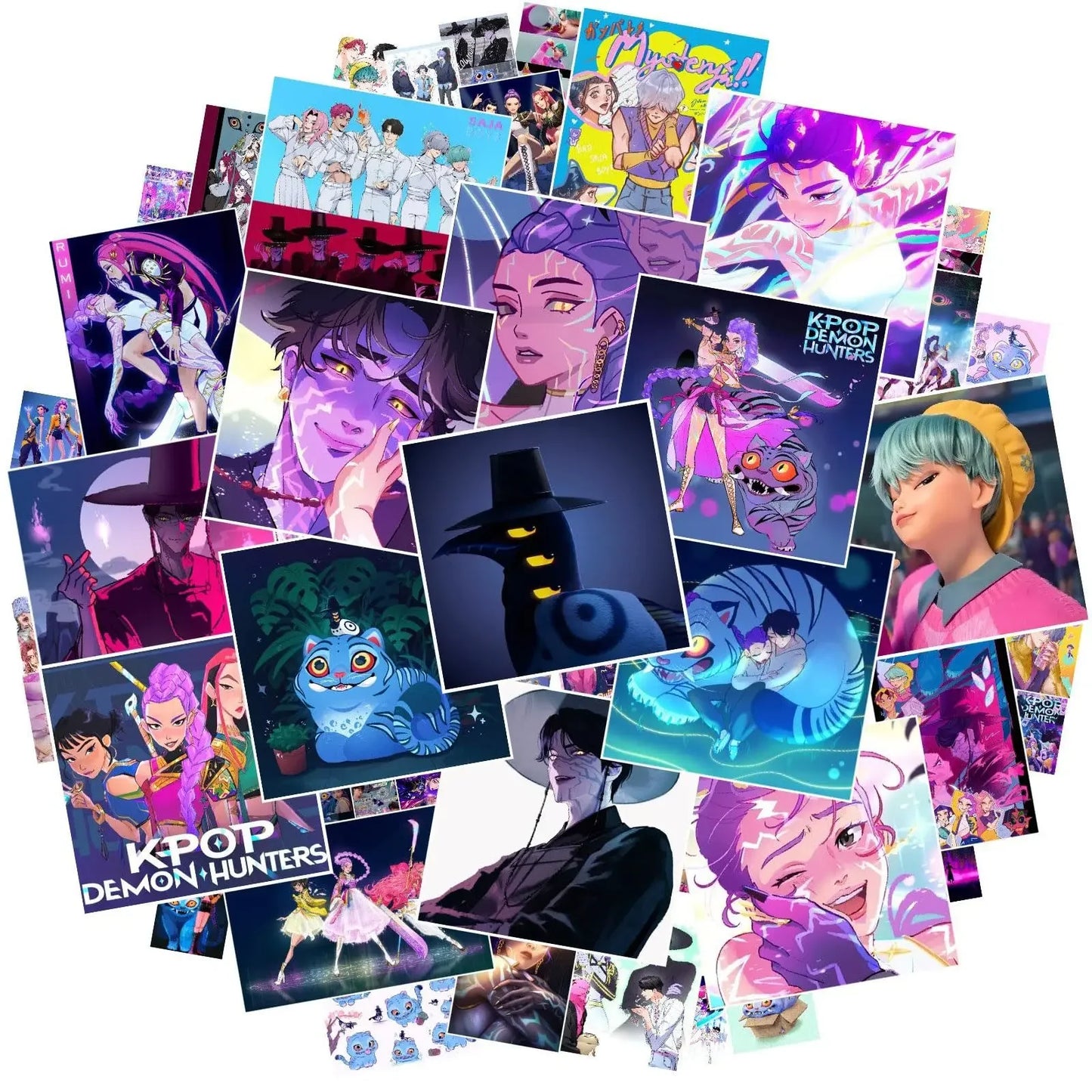 A50/55/60Pcs KPop Demon Hunters Stickers KPop Demon Hunters DIY Stickers Scrapbooking Phone Luggage Skateboard Waterproof Decals