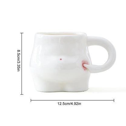 320ml Funny Coffee Mug with Hand Handle Cute Ceramic Mug Fat Belly Shaped Mug Weight Loss Encouragement Gift