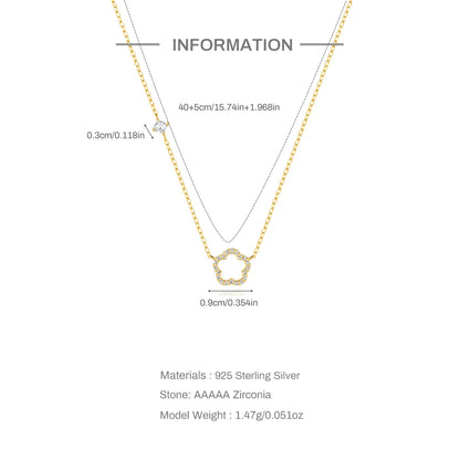 LENNIK 100% 925 Sterling Silver Women necklace plated with Exquisite five petal flower hollowed out white shell zircon plata 925