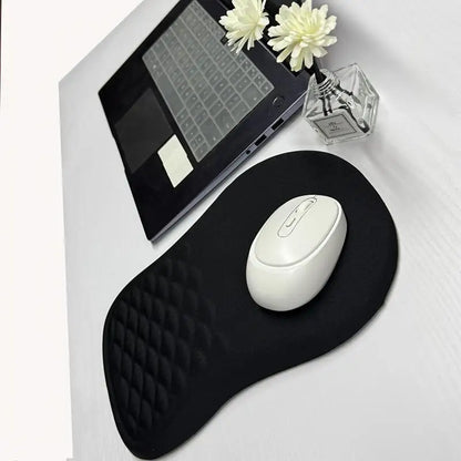 Ergonomic Mouse Pad with Wrist Support - Non-Slip Gaming & Office Desk Mat (Black/White, Quilt Texture