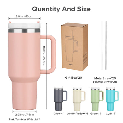 20 Pack 40 Oz Tumbler Stainless Steel Vacuum Insulation Keep Hot and Cold,Reusable Double Wall Travel Coffee Mug,Outdoor Travel