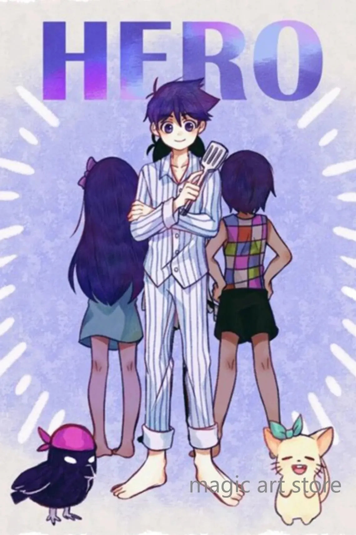 Horror Anime Style Video Game Omori Main Character Game Scene Art Poster Canvas Painting Wall Print Picture Room Home Bar Decor