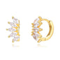 Luxury 925 Sterling Silver Ear Needle Flower Colorful Crystal Gold Earring For Women Hoop Earrings Trend Jewelry  Accessories