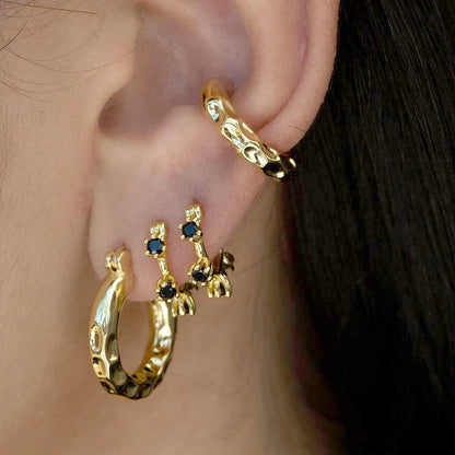Luxury 925 Sterling Silver Ear Needle Flower Colorful Crystal Gold Earring For Women Hoop Earrings Trend Jewelry  Accessories