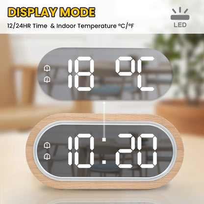 FanJu Digital Clock Alarm Snooze Table Thermometer Electronic USB charger LED Wooden Watch Living room Desk Clocks AAA Powered