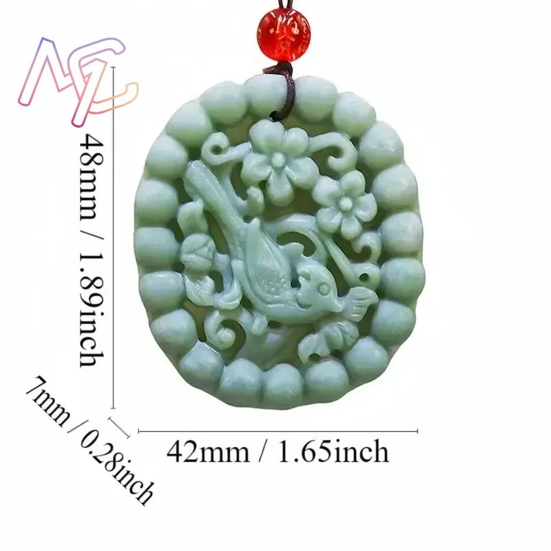 Light Green Natural Jade Flower Heart Pendant Necklace Real Jewellery Carved Gemstone Fashion Charm Amulet Gifts for Women Men