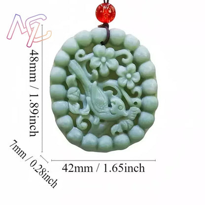 Light Green Natural Jade Flower Heart Pendant Necklace Real Jewellery Carved Gemstone Fashion Charm Amulet Gifts for Women Men