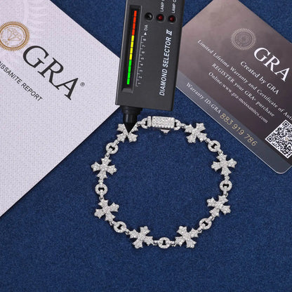 2024 New Sterling Silver 925 Charm Corss Chain Bracelets For Women Men Iced Out Moissanite Fine Jewelry Gifts