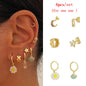 JINFU Gold Plated Earrings Set For Women Boho Style CZ Zircon Women's Clip Stud Dangle Hoop Earrings 2022 Jewelry Wholesale