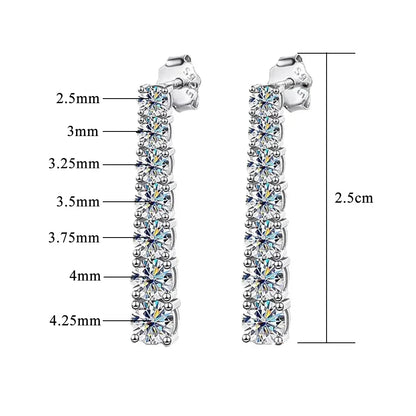 FEOBUR 2.8CT Full Moissanite Drop Earrings for Women Original 925 Sterling Silver Tassel Dangle Earrings Bridal Wedding Jewelry