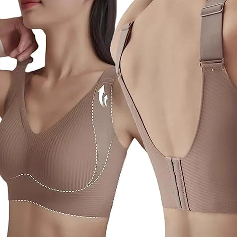 Large Size Seamless Underwear Women's Full Cup Adjustable Big Breast Revealing Small Breast Reduction Bra