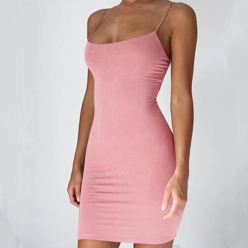 Summer Spaghetti Strap Mini Dress Women