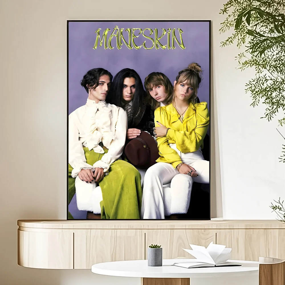 M-Maneskin D-Damiano David Band Poster HD Art Sticky Wall Waterproof Home Living Room Bedroom Bar Aesthetic Decoration