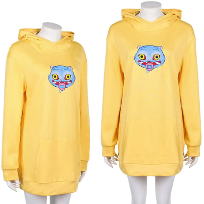 HUNTRX Zoey Cosplay Yellow Hoodies Long Coat Costume Cartoon Demon Hunter of KPop Disguise Casual Cute Sweater Wig Set Halloween