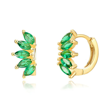 Luxury 925 Sterling Silver Ear Needle Flower Colorful Crystal Gold Earring For Women Hoop Earrings Trend Jewelry  Accessories