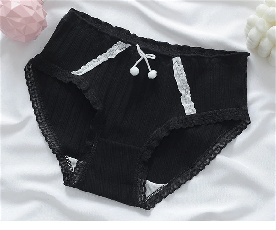3PCS/set Cotton Bar Girl Panties Butterfly Sexy Design Unique Mid Waist Women Briefs Breathable Girls Underwear Soft Lingerie