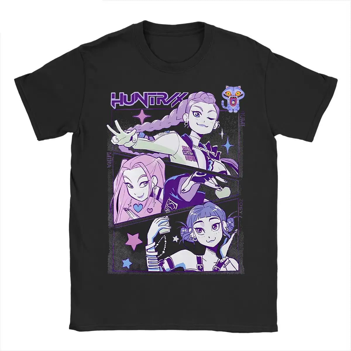 Men's T-shirt New American Harajuku Style K-pop Demon Hunter Tiger and Bird Demon Hunter Tiger Print T-shirt streetwear Unisex
