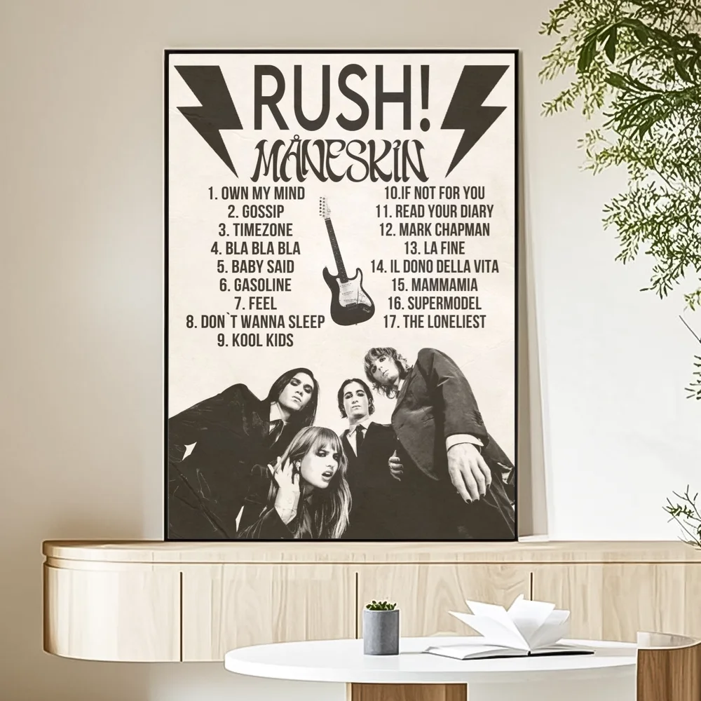 M-Maneskin D-Damiano David Band Poster HD Art Sticky Wall Waterproof Home Living Room Bedroom Bar Aesthetic Decoration
