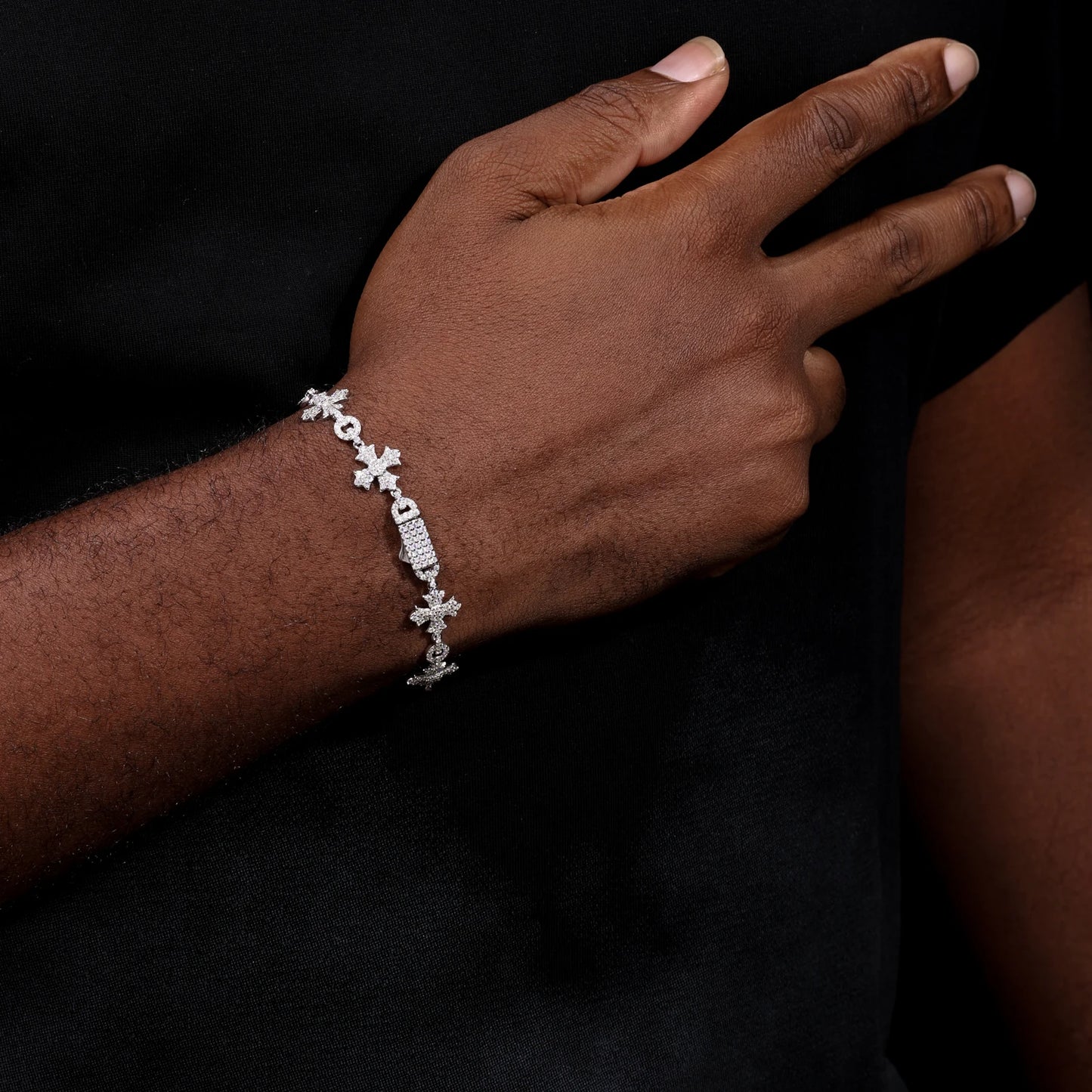 2024 New Sterling Silver 925 Charm Corss Chain Bracelets For Women Men Iced Out Moissanite Fine Jewelry Gifts