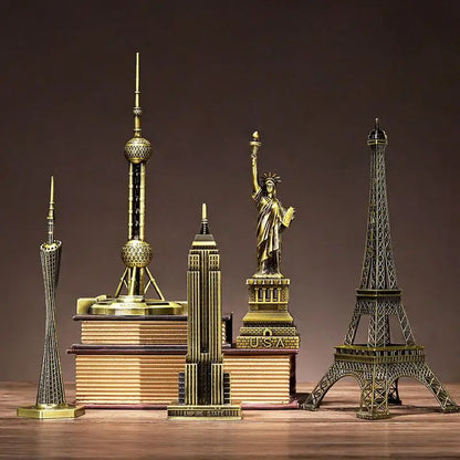 Iron Landmark Building Model Eiffel Tower Oriental Pearl Creative Home Decor Living Room Decorations Metal Ornaments
