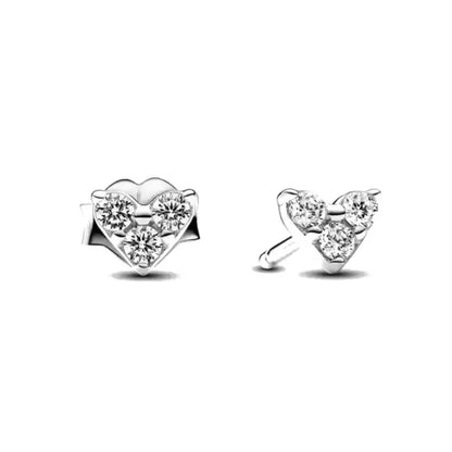 European New S925 Silver Zircon Heart-ShapedColored Earrings Suitable For Women's Holiday Exquisite Charm Jewelry Gifts