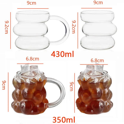 High Borosilicate Glass Coffee Cup Transparent Milk Mug Heat Resistant Breakfast Oatmeal Cup Party Juice Tea Cups