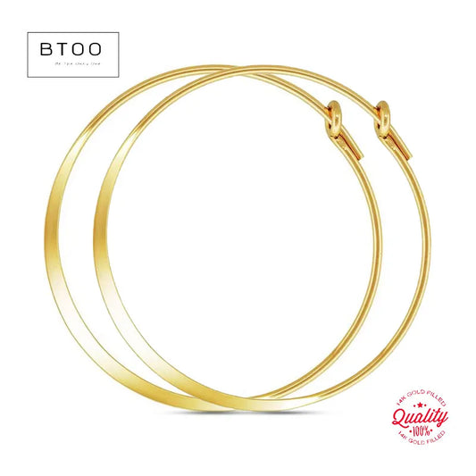 14K Gold Filled Flattened Wire Hoop Earrings Gold Jewelry Gold Hoop Earrings Brincos Pendientes Oorbellen Boho Women Earrings