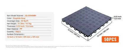 SucceBuy Garage Tiles Interlocking 12in 25/50Pcs Garage Floor Covering Tiles Non-Slip Double-Sided Texture for Garages Repair