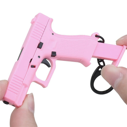 Personalized Mini Key Pendant Plastic Miniature Pistol Shaped Keychain Charm Realistic Model Removable Magazine Hangs Decoration
