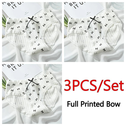 3PCS/set Cotton Bar Girl Panties Butterfly Sexy Design Unique Mid Waist Women Briefs Breathable Girls Underwear Soft Lingerie