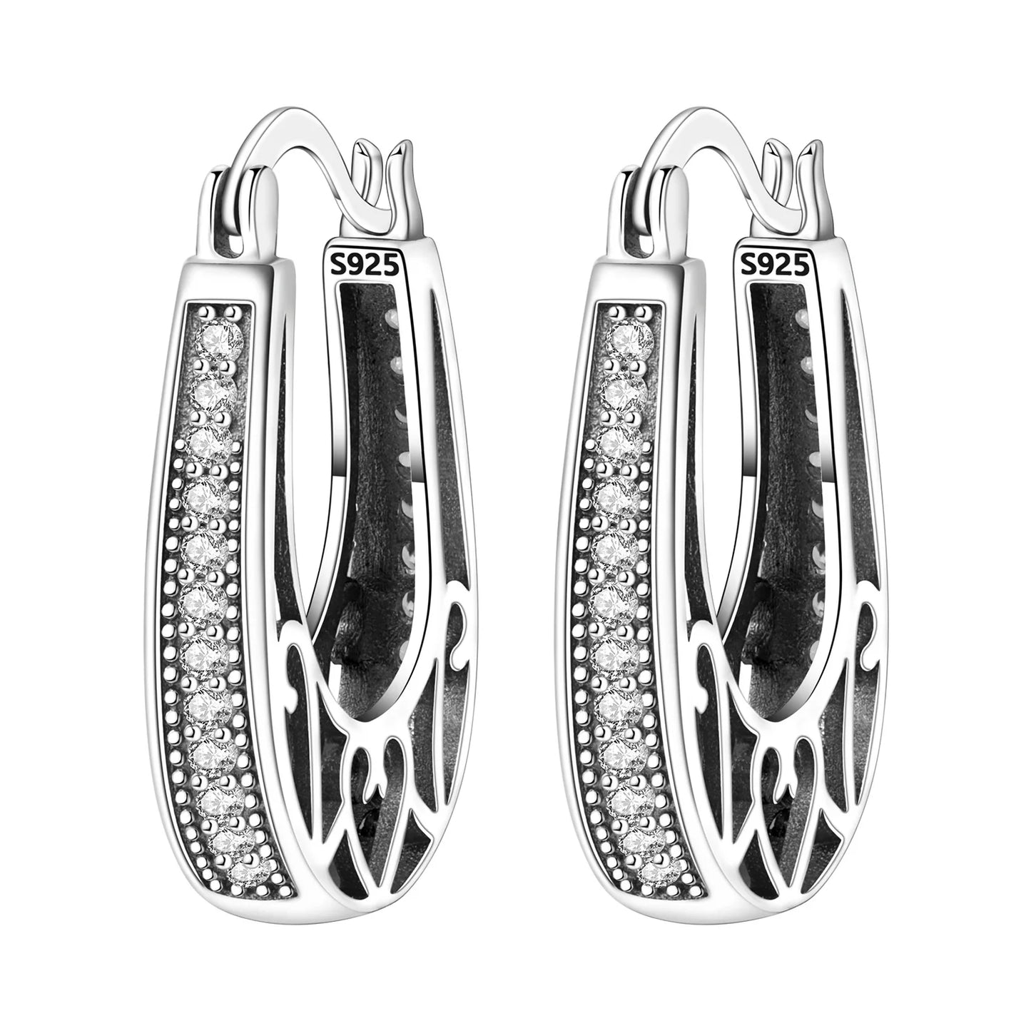 CYMYSS 2025 New 925 Sterling Silver Classic Hollow-out Versatile Hoop Earrings for Women Fine Jewelry Ideal Birthday Party Gifts