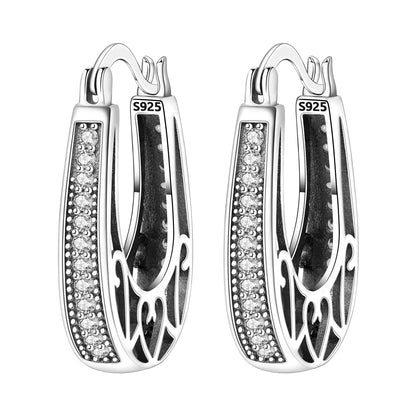 CYMYSS 2025 New 925 Sterling Silver Classic Hollow-out Versatile Hoop Earrings for Women Fine Jewelry Ideal Birthday Party Gifts