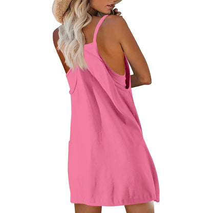 Sport Mini Dress For Women Summer Sleeveless Dress Casual Short Sundress