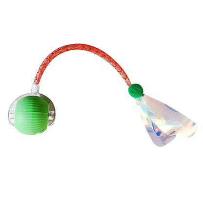 Electric Cat Toy Rechargeable Automatic Pet Exercise Toy with Elastic Mesh Tail Cat Toy Ball for Bored Indoor Adult Cat