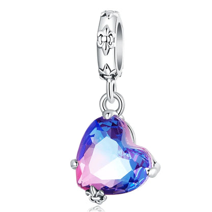 Bamoer 100% 925 Sterling Silver Romantic Crystal Butterfly Iris Charm For Women Fit Bracelet DIY Necklace Fine Jewelry Gift