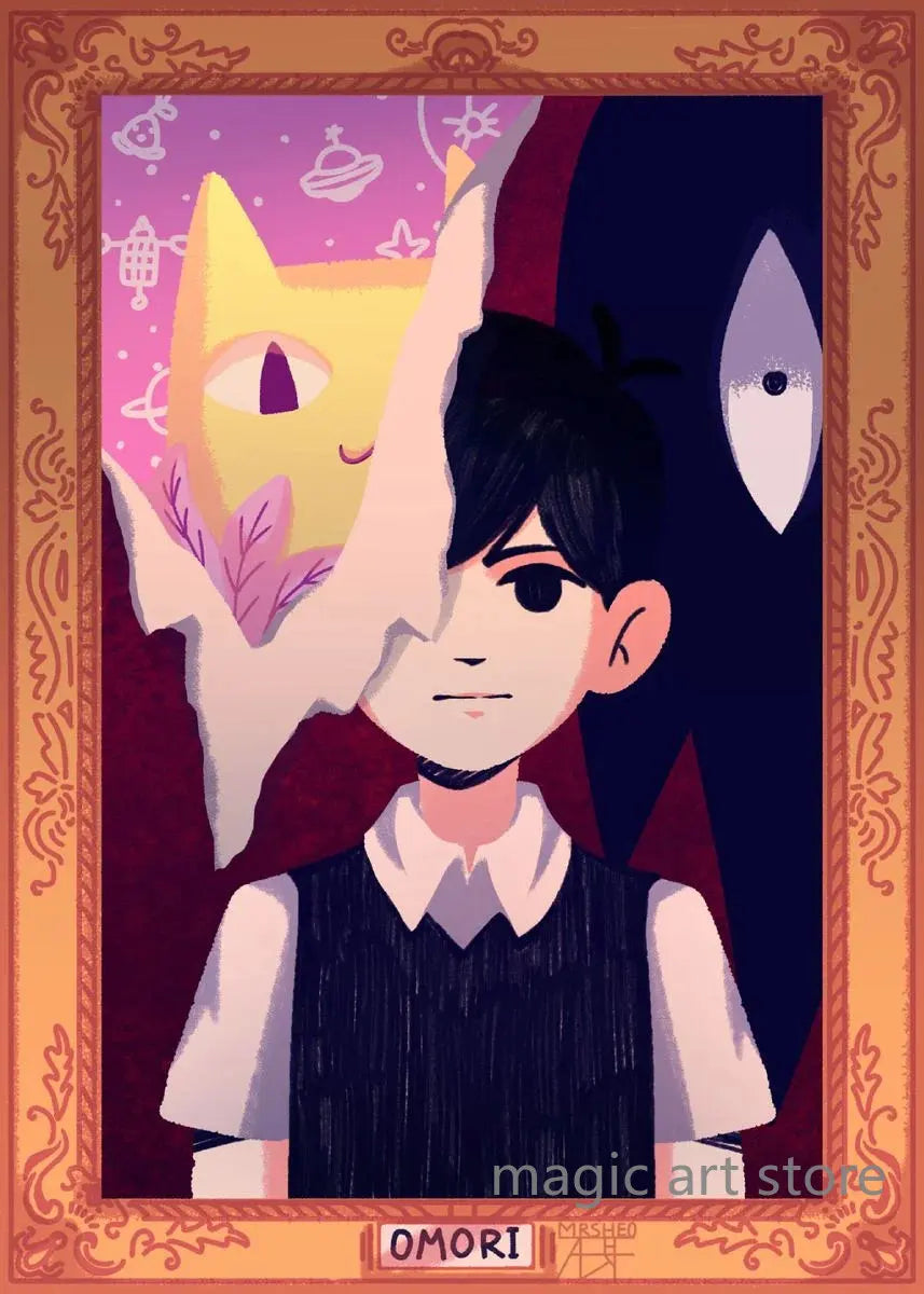 Horror Anime Style Video Game Omori Main Character Game Scene Art Poster Canvas Painting Wall Print Picture Room Home Bar Decor