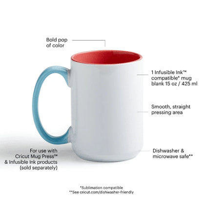 Beveled Ceramic Mug Blank Infusible Ink Compatible with Mug Press Straight Pressing Surface Dishwasher Safe Gift Box 15oz 1ct