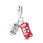 925 Sterling Silver Motorcycle Red Sports Car SUV Bus Car Keys Charm Pendants For Women Fit DIY Bracelets Party Birthday Jewelry