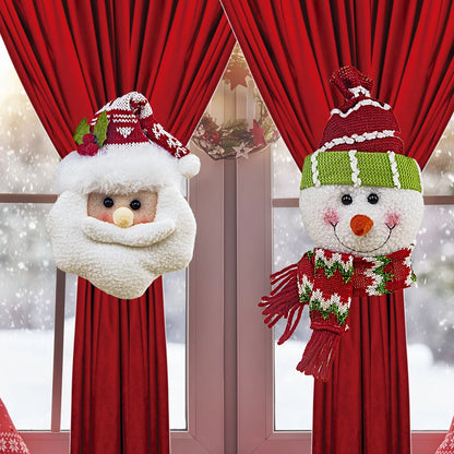 New Christmas Curtain Paste Creative  Santa Claus Curtains Pastes Adjustable Curtain Paste Decorative Drapes Curtain Accessoires