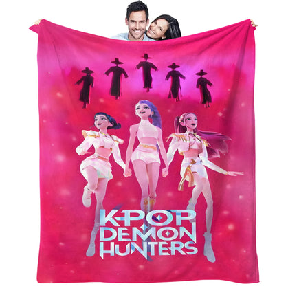 K-Pop Demon Hunters Blanket Hot Anime Flannel Blanket